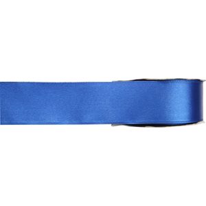 1x Blauwe satijnlint rollen 1,5 cm x 25 meter cadeaulint verpakkingsmateriaal   -