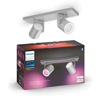 Philips Hue Argenta Opbouwspot 2-Lichts - Wit en Gekleurd Licht - Duurzame LED Verlichting - Dimbaar - Verbind met Bluetooth of Hue Bridge - Aluminium