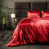 Dekbedovertrek Silk Satin - Tweepersoons (200x220 cm) - Rood Microvezel - Dessin: Effen - Fresh and Co - Dekbed-Discounter.nl