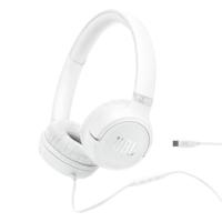 JBL Tune 530 C Comfort Fit bedrade on-ear koptelefoon met microfoon, JBL Pure Bass-geluid, EQ-presets, USB-C-connectiviteit, opvouwbaar ontwerp en knoopresistente kabel, wit