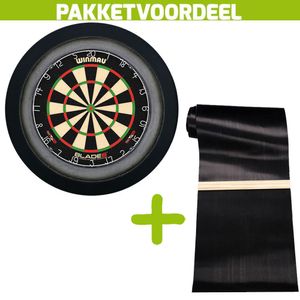 Winmau Blade 6 +  Dartmat 60*300 incl Oche + Dartbordverlichting Deluxe Zwart