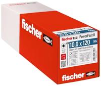 fischer 566378 HWTF 10,0 x 120, krachtige zeskantkop, binnensteropname en volledige schroefdraad, voor constructieve houtbouw, 50 stuks PowerFast II houtschroef, zilver