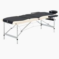 VidaXL Massagetafel inklapbaar 3 zones aluminium zwart en beige