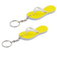 Set van 6x stuks sleutelhangers teenslippers 8 cm geel - thumbnail