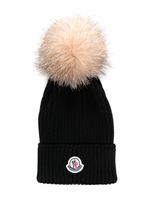 Moncler Enfant bonnet à patch logo - Noir