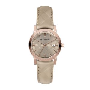 Horlogeband Burberry BU9154 Leder Beige 18mm