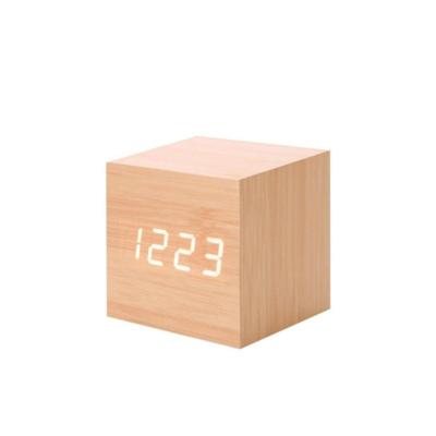 Multicolor geluiden controle houten klok moderne digitale LED Bureau alarm klok thermometer timer houten wit Multicolor geluiden controle houten klok moderne digitale LED Bureau alarm klok thermometer timer houten wit