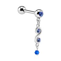 Jeweled Barbell with Charm Chirurgisch staal 316L / Belegde messing Barbells