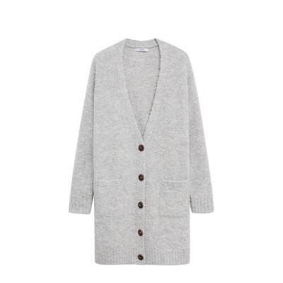 Violeta by Mango grofgebreid vest met textuur lichtgrijs Violeta by Mango grofgebreid vest met textuur lichtgrijs