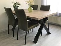 Set van 4 leren eetkamerstoelen - groen leer - Echt leer, Modern, ontdek de vele Leersoorten en Kleuren bij ShopX