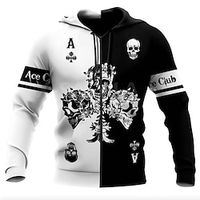 Voor heren Trui met capuchon Hoodie met volledige rits Jack Lichtgewicht hoodie Zwart en Wit Zwart Geel Rood Goud Capuchon Kleurenblok Doodskoppen Grafische prints Vetoketju Casual Dagelijks Sport Lightinthebox