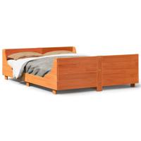 Bedframe met hoofdbord massief grenenhout wasbruin 120x200 cm