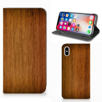 Apple iPhone Xs Max Book Wallet Case Donker Hout - thumbnail