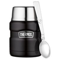 RVS Thermos voedseldrager / isoleerbeker voor eten 470 ml zwart - thumbnail