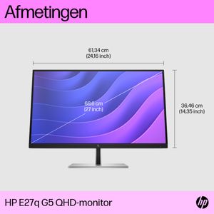 HP E27Q G5 LED-monitor Energielabel E (A - G) 68.6 cm (27 inch) 2560 x 1440 Pixel 16:9 5 ms HDMI, DisplayPort, USB 3.2 Gen 1 (USB 3.0), USB-B IPS LED