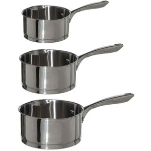 Steelpannen - Alle warmtebronnen - Set 3x - Dia 16/18/20 cm - zilver