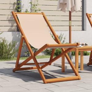 Strandstoel inklapbaar massief eucalyptushout en stof beige