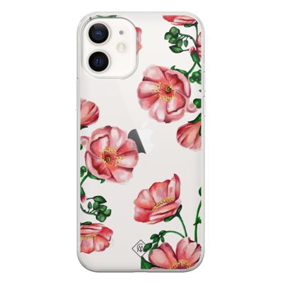 iPhone 12 transparant hoesje - Red flowers
