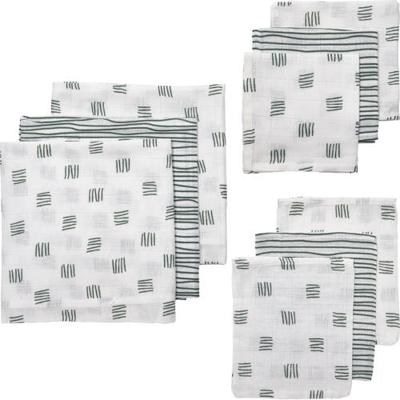Meyco hydrofiele starterset Block stripe - set van 3x3 wit/groen Meyco hydrofiele starterset Block stripe - set van 3x3 wit/groen