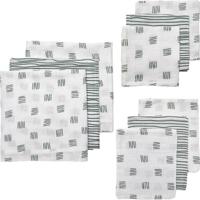 Meyco hydrofiele starterset Block stripe - set van 3x3 wit/groen