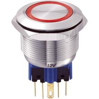 TRU COMPONENTS 701803 GQ25-11E/R/12V Vandalismebestendige druktoets 250 V/AC 5 A 1x aan/(aan) Moment Rood IP65 1 stuk(s)