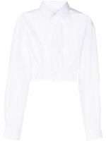 Natasha Zinko chemise plissée à coupe crop - Blanc