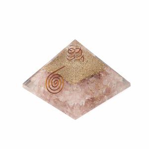 Orgonite Piramide Rozenkwarts - Koperen Spiraal - (70 mm)