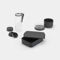 Brabantia Make & Take ontbijt- en lunchset 3-delig, kunststof (waterfles met zeef, ontbijtkom, lunchbox) - Dark Grey - thumbnail