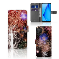 Huawei P40 Lite Wallet Case met Pasjes Vuurwerk