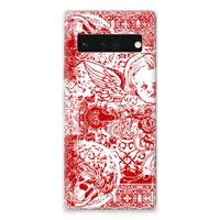 Silicone Back Case Google Pixel 6 Pro Angel Skull Rood - thumbnail