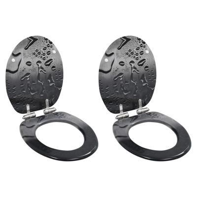 vidaXL Toiletbrillen 2 st met soft-close deksels MDF druppelontwerp vidaXL Toiletbrillen 2 st met soft-close deksels MDF druppelontwerp