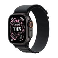 Apple Watch Ultra 3 GPS + Cellular 49 mm Premium hardloop- en multisport-smartwatch met robuuste kast van zwart titanium, zwart Alpine‑bandje (L). Gezondheid en conditie uitgebreid bijhouden