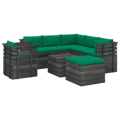 vidaXL 8-delige Loungeset met kussens pallet massief grenenhout