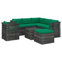 vidaXL 8-delige Loungeset met kussens pallet massief grenenhout