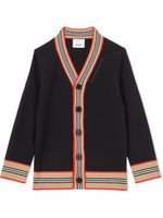 Burberry Kids cardigan à bords rayés Icon - Noir