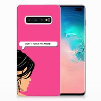 Samsung Galaxy S10 Plus Silicone-hoesje Woman Don't Touch My Phone - thumbnail