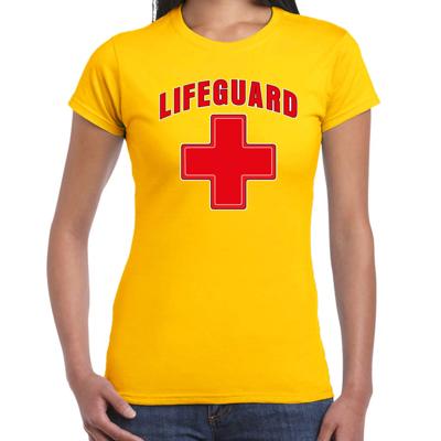 Lifeguard verkleed t-shirt dames - strandwacht/carnaval outfit - geel Lifeguard verkleed t-shirt dames - strandwacht/carnaval outfit - geel
