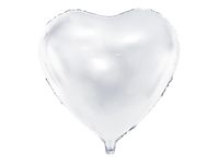 Folieballon Hart Metallic Wit - 45 cm - thumbnail