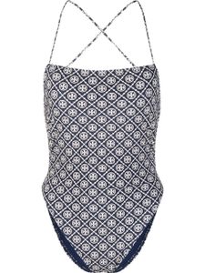 Tory Burch maillot de bain à motif monogrammé - Bleu