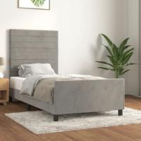 vidaXL Bedframe met hoofdeinde fluweel lichtgrijs 90x200 cm, bed, ledikant, tweepersoonsbed, slaapmeubel, bedbodem, bedden, slaapmeubels