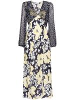 Rixo Melanie zijden midi-jurk - Blauw