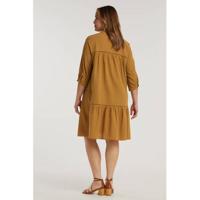 Zizzi jurk MAUSTIN met kant okergeel