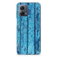 Motorola Moto G53 Bumper Hoesje Wood Blue - thumbnail