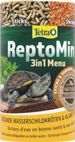 Tetra ReptoMin Menu hoofdvoermix (in drie verschillende vormen, drijvende voersticks voor waterschildpadden met pellets, kralen en krimpsten), per stuk verpakt (1 x 250 ml doos)