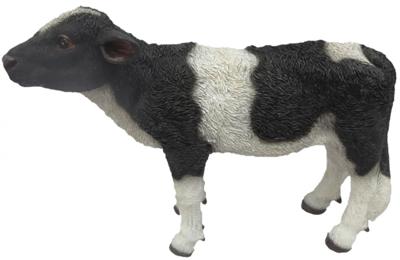 Esschert Design kalf staand 36 x 25,7 cm polyserin zwart/wit Esschert Design kalf staand 36 x 25,7 cm polyserin zwart/wit