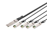 DIGITUS Universele 40 Gbit/s QSFP+ naar 4x SFP+ 10 Gbit/s DAC-Breakout Kabel - 3m - 10 Gbit/s per kanaal - Netwerkkabel - Direct Attach Cable - Direct Attach Copper