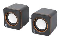 Manhattan Stereo 2.0-luidspreker voor pc of laptop, USB-ingang en voeding, 1 paar, plug & play zwart/oranje 102698