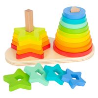 Small Foot Houten Stapeltoren Regenboog Cirkel en Ster, 19dlg. - thumbnail