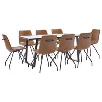 vidaXL 9-delige Eethoek kunstleer cognackleurig