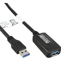 InLine 35650 USB 3.0 actieve verlenging, stekker A naar bus A, zwart, 5m